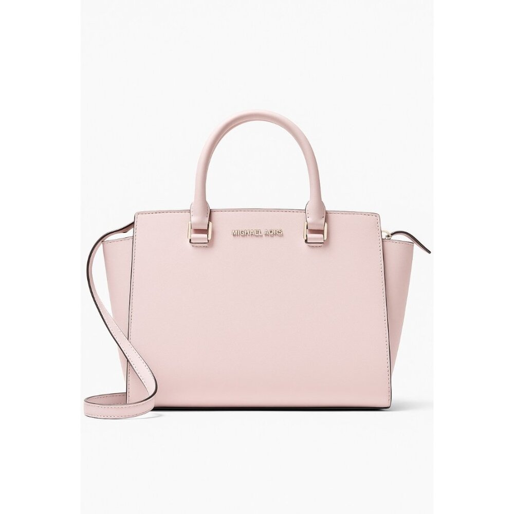 NWT MICHAEL KORS Selma Medium Top-Zip Satchel – Blossom Pink Saffiano $398
